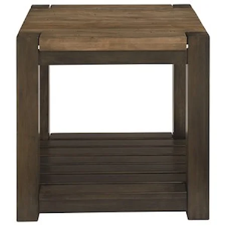 Square End Table with Slatted Shelf